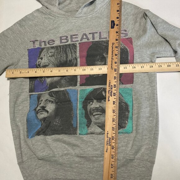 Beatles Hoodie Heather gray medium long sleeve all the band faces on the front - Picture 5 of 7
